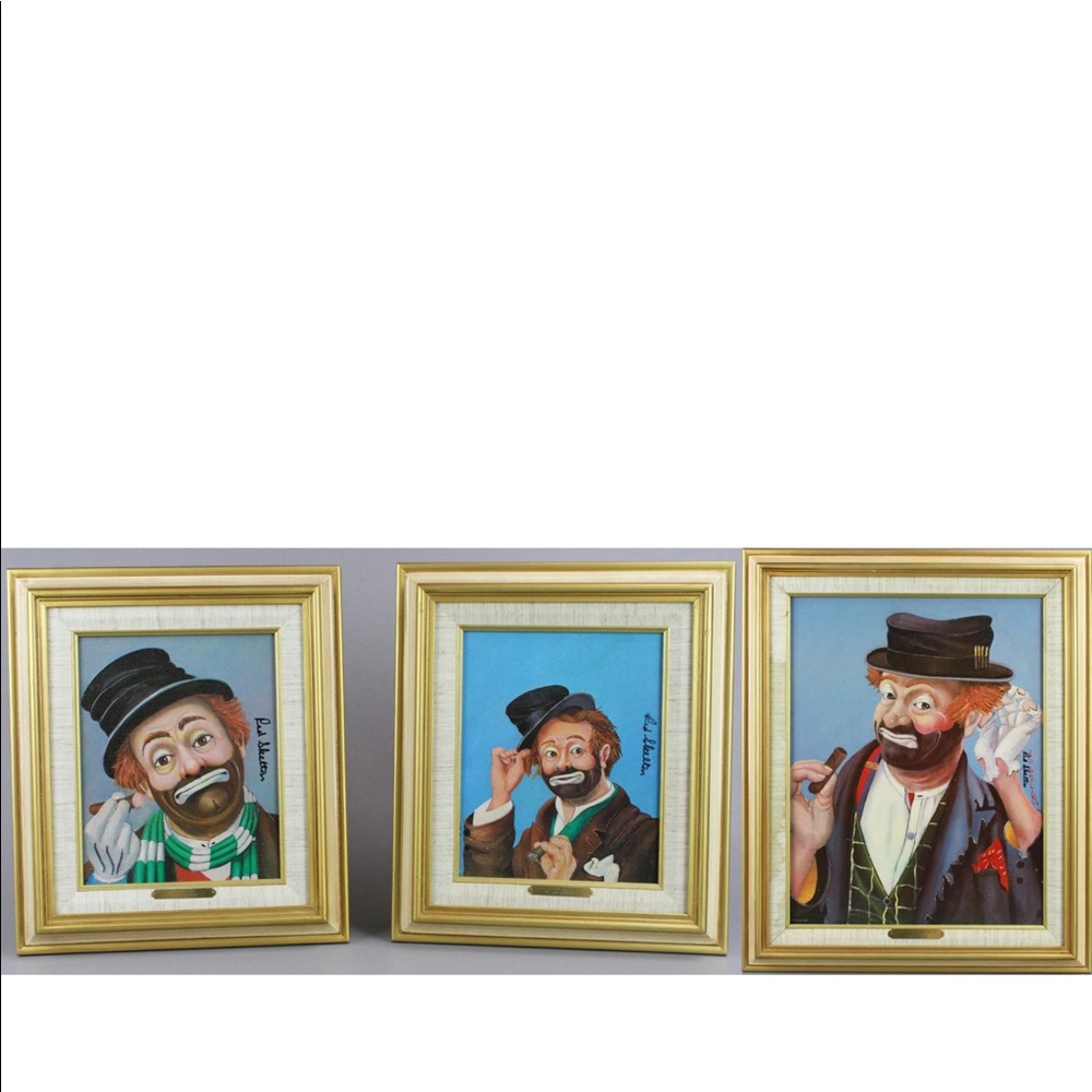 Set of 3 Red Skelton print on canvas with frame-signed  with frames